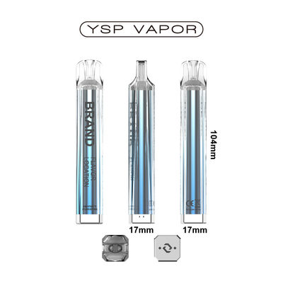 600 puffs 2 ml líquido cristalino bateria de cigarro eletrônico 400mAh TPD descartável